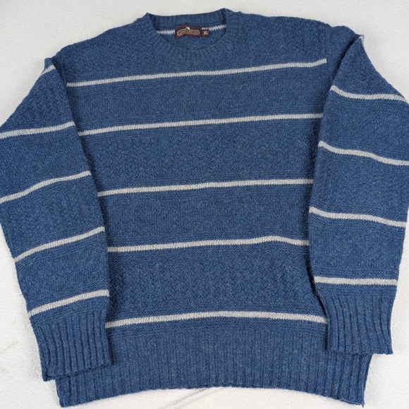 Castleton Collection Other - VTG Mens Blue Striped Knit Sweater Pullover Crew Neck XL Wool Blend Classic 80's